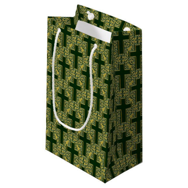 Sac carré Cross-25-Green-Gold-GIFT (Devant Angle)
