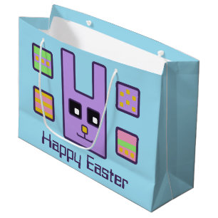Sac carré de cadeau de lapin de Pâques (grand)