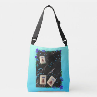 Sac carrossable à thème bleu à fleurs mahjong