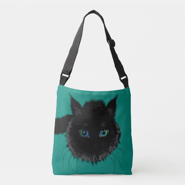 Sac carrossable drôle avec chat noir - personnalis (Devant)