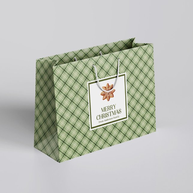 Sac classique de Noël nordique avec écriture éléga (Classic Nordic Christmas Gift Bag Elegant Script)