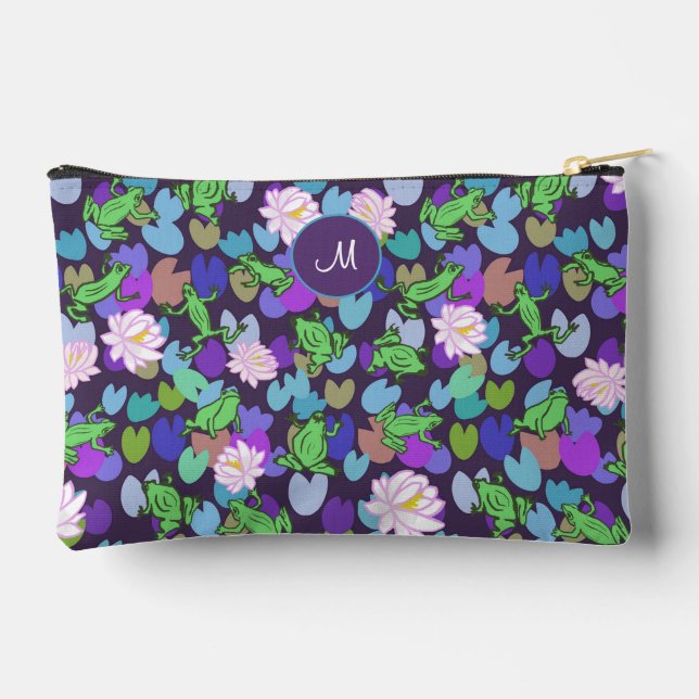 Sac cosmétique à monogramme violet avec grenouille (Verso)