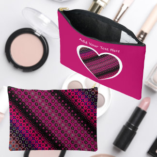 Sac cosmétique à motif rose chaud abstrait