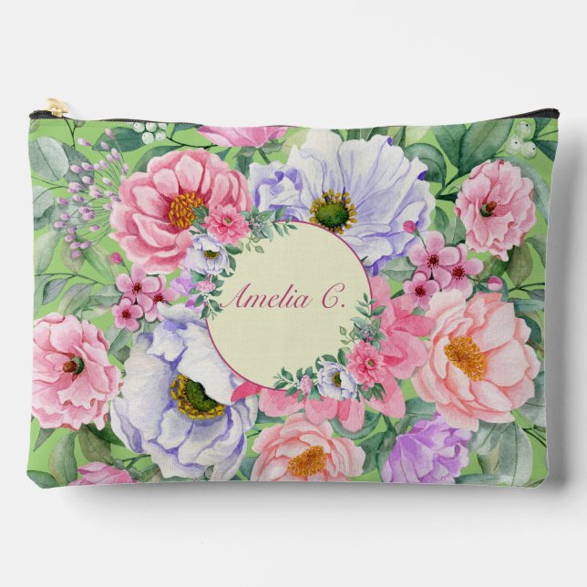 Sac cosmétique pastel Aquarelle florale (Recto)