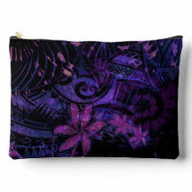 Sac cosmétique tribal violet luminescent plumeria