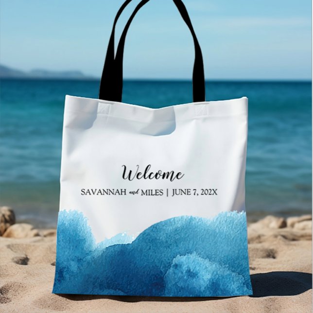 Sac d'accueil pour Mariage de lavage bleu aquarell (Créateur téléchargé)