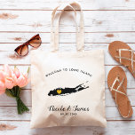 Sac d'accueil pour Mariages de Long Island, noir &<br><div class="desc">Un sac cadeau de bienvenue mariage pour les visiteurs en dehors de la ville à votre mariage,  avec l'image de Long Island,  avec coeur d'or. Remplissez le fourre-tout avec vos goodies favoris.</div>
