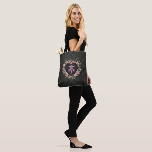Sac d'achat à coeur floral réutilisable pour infir