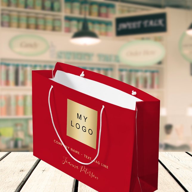 Sac d'achat en papier pour logo commercial or roug (Créateur téléchargé)