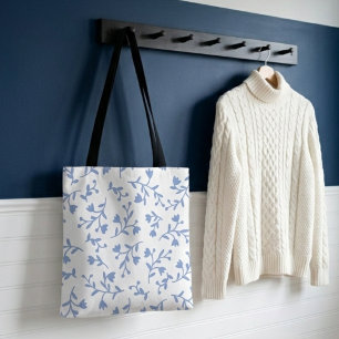 Sac d'achat floral bleu romantique