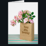Sac de 30e anniversaire<br><div class="desc">Bouquet rose en sac en papier générique pour 30e anniversaire.</div>