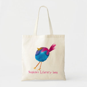 Sac de bibliothèque aux oiseaux roses mignons