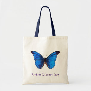 Sac de bibliothèque avec le papillon bleu nommé de