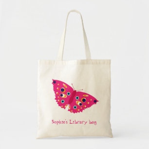 Sac de bibliothèque avec le papillon rose nommé de