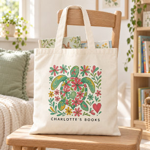 Sac de bibliothèque fleuriste tortue personnalisé