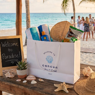 Sac de bienvenue bleu pour mariage de destination 