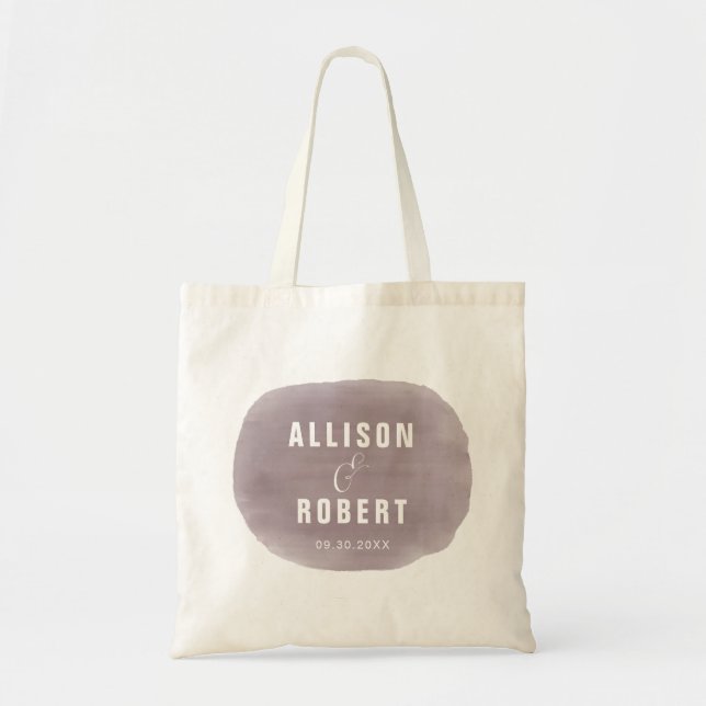 Sac de bienvenue de mariage aquarelle violet Raisi (Devant)