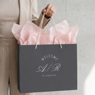 Sac de bienvenue gris foncé avec monogramme pour m