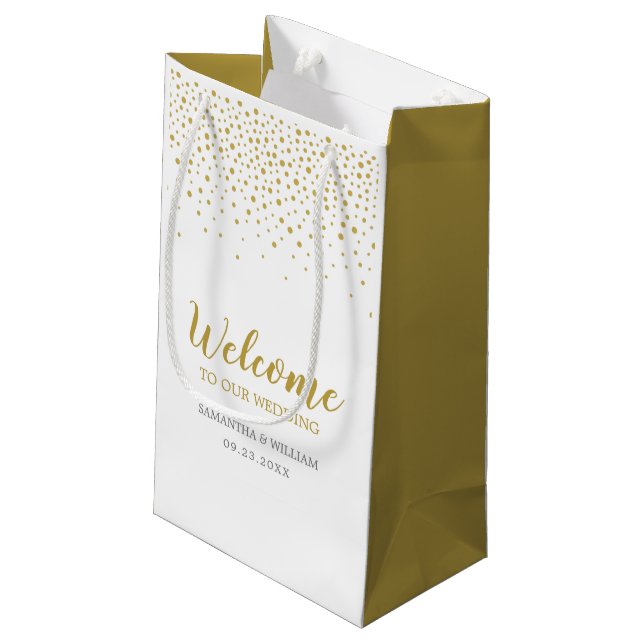 Sac de bienvenue Mariage Elegant Or Confetti (Dos Angle)