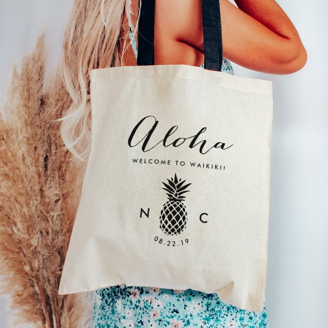 Sac de bienvenue mariage | Monogramme ananas (Créateur téléchargé)
