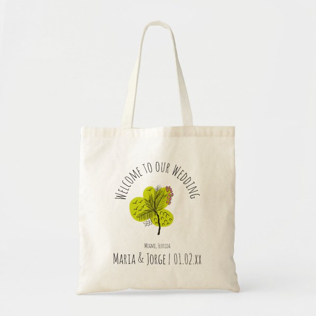 Sac de bienvenue mariage palmier Art (Devant)