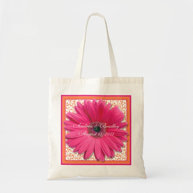 Sac de bienvenue Mariage rose Gerbera Daisy Orange (Devant)