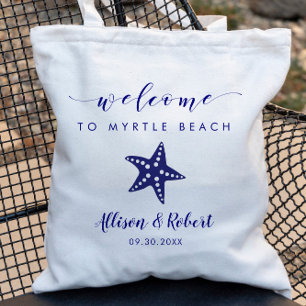 Sac de bienvenue Mariage Starfish pour plage, bleu