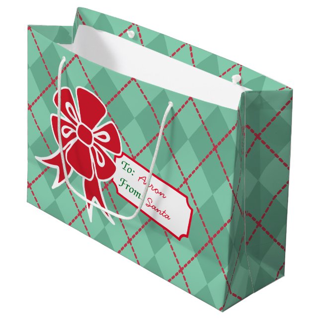 Sac de cadeau à arc personnalisé de Noël (Devant Angle)