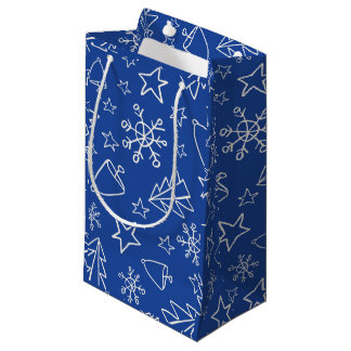 Sac de cadeau bleu foncé de Noël