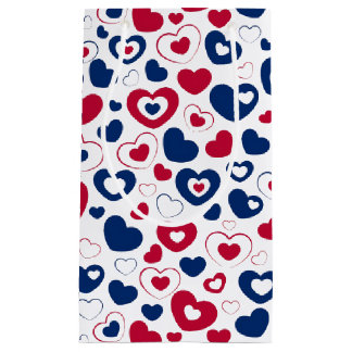 Sac de cadeau coeurs rouges et bleus