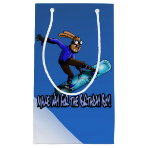 Sac de cadeau de B-jour de lapin de snowboarding -