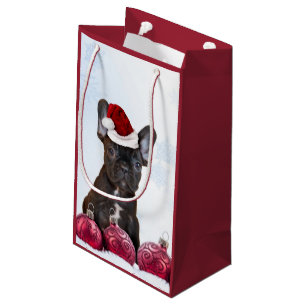 Sac de cadeau de bouledogue français de Noël