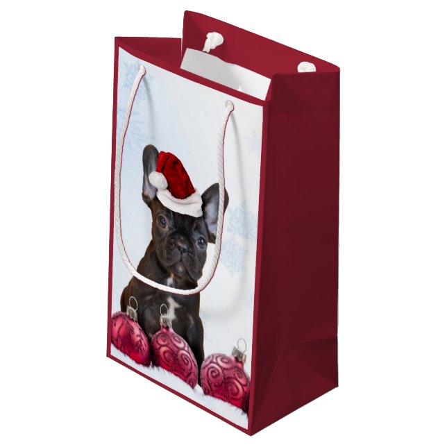 Sac de cadeau de bouledogue français de Noël (Dos Angle)