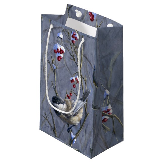 Sac de cadeau de Chickadee et de Noël de neige (Devant Angle)