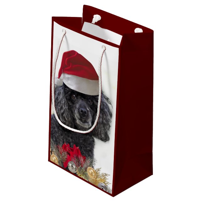 Sac de cadeau de chien de caniche de Noël petit (Dos Angle)