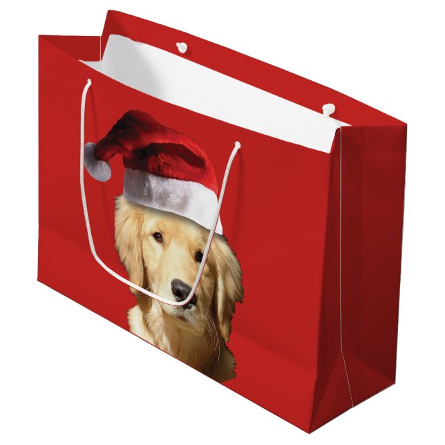 Sac de cadeau de Joyeux Noël de golden retriever (Devant Angle)