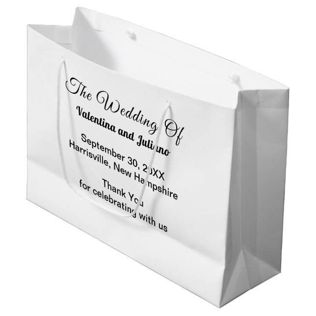 Sac de cadeau de mariage noir et blanc (Devant Angle)