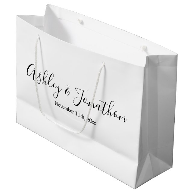 Sac de cadeau de mariage personnalisé grand format (Devant Angle)