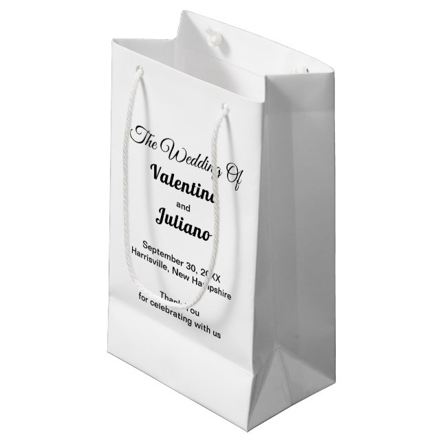 Sac de cadeau de mariage petit noir et blanc (Devant Angle)