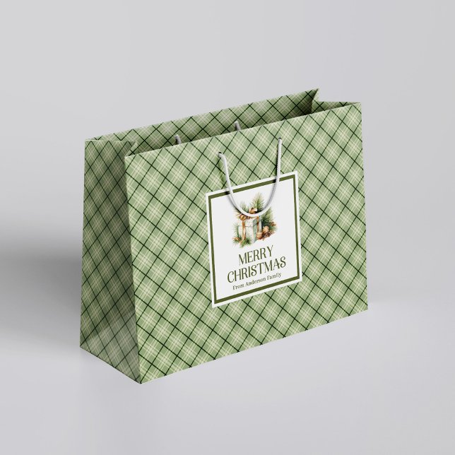 Sac de cadeau de Noël chic Tons neutres Style nord (Chic Christmas Gift Bag Neutral Tones Nordic Style)