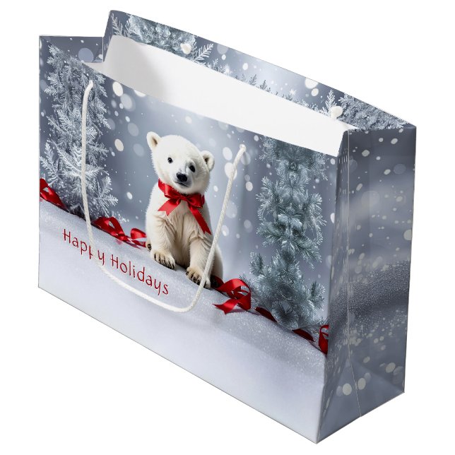 Sac de cadeau de Noël de l'ours polaire (Devant Angle)