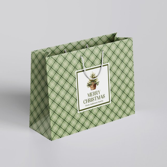 Sac de cadeau de Noël élégant et rustique, tons ne (Rustic Elegant Christmas Gift Bag Earthy Neutrals)
