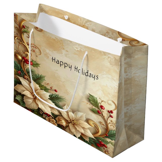 Sac de cadeau de Noël floral de fêtes (Devant Angle)