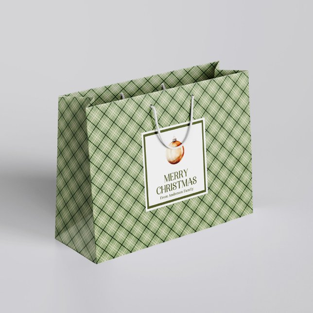 Sac de cadeau de Noël minimal chic Tons de sauge n (Chic Minimal Christmas Gift Bag Neutral Sage Tones)