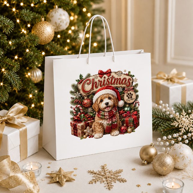 Sac de cadeau de Noël Moderne Flocon de Neige Chie (Modern Christmas Dog Snowflake Holiday Gift Bag

)
