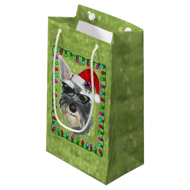 Sac de cadeau de Noël petit -- Schnauzer (Devant Angle)