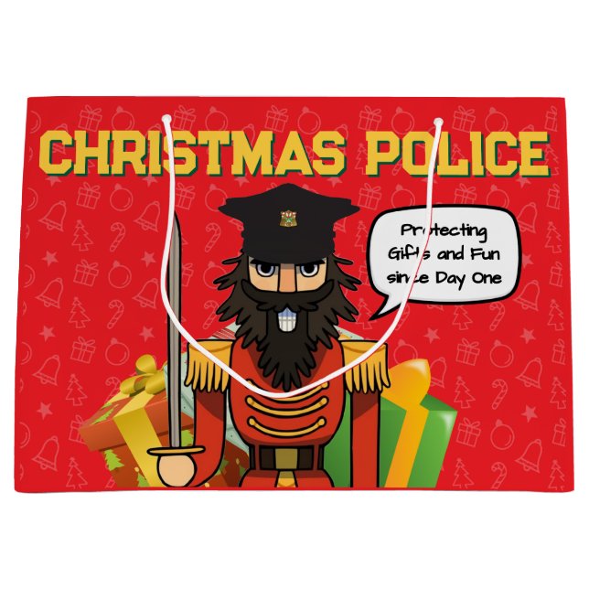 Sac de cadeau de police de Noël – Création de vaca (Devant)