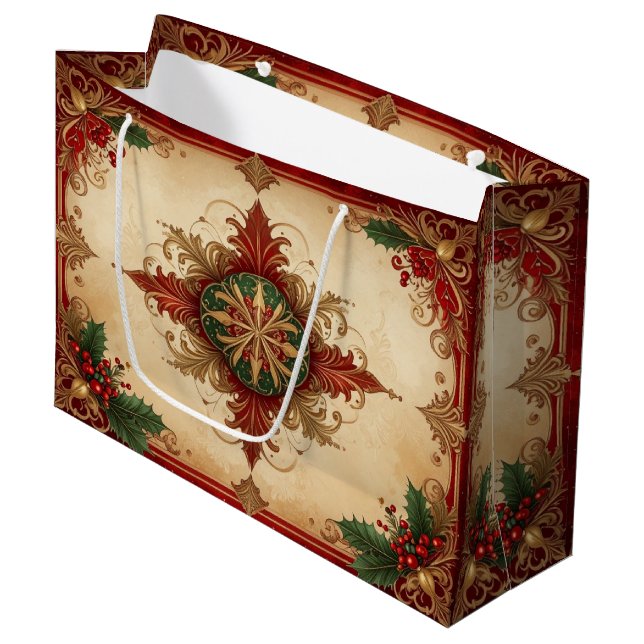 Sac de cadeau de vacances décoratif rouge (Devant Angle)