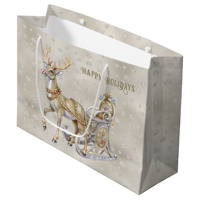 Sac de cadeau de vacances traîneau de renne (Devant Angle)