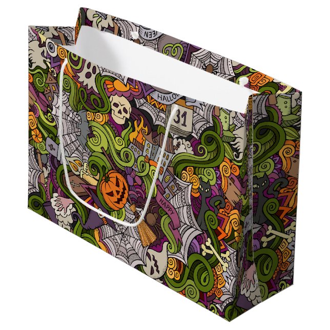 Sac de cadeau d'Halloween effrayant - Grand, brill (Devant Angle)